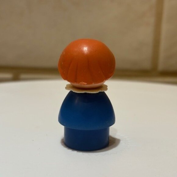 Vintage Fisher Price Little People Blue Dress Girl Brown Hair 1970s - Picture 4 of 7